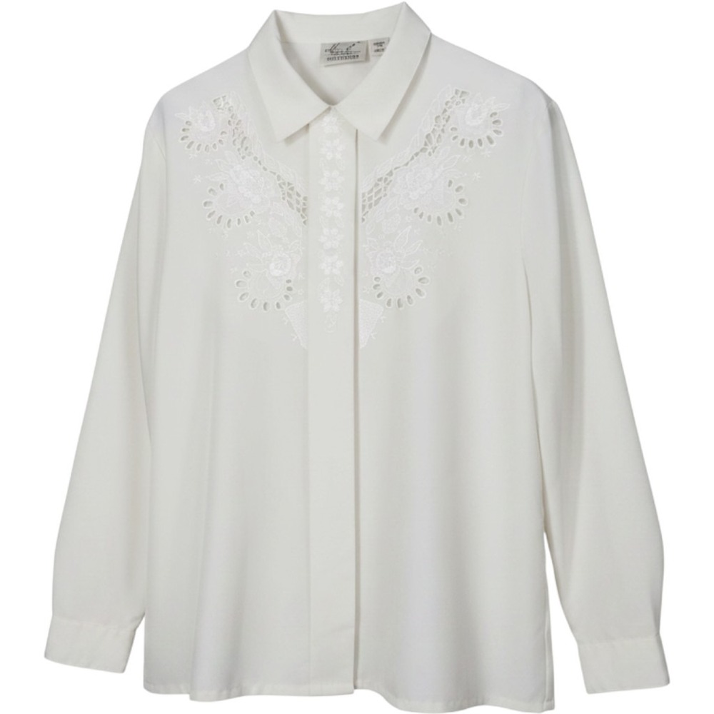 Kathie Lee‎ Collection Off White Embroidered Eyelet Blouse XL 14/16